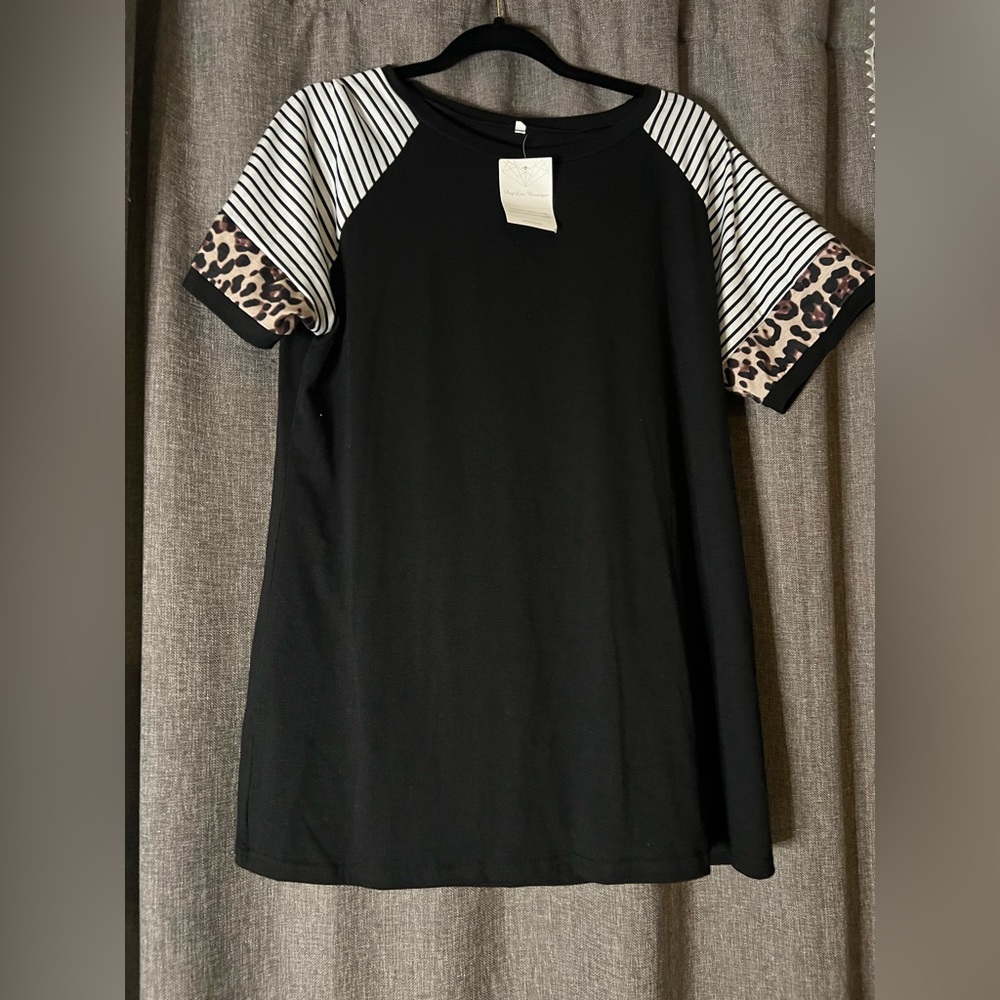 Black/ Stripped/ Leopard Boutique Top- Brand New